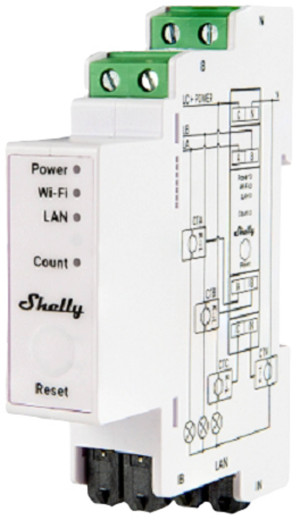 Licznik energii elektrycznej Shelly "Pro 3EM" Wi-Fi fazy 3 x 120 A z funkcją pomiaru (3800235268100). Akcesoria do inteligentnego domu