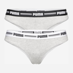 Zestaw damskich majtek typu stringi 2 szt Puma Women String 2p Hang 90785005 XS Szary (8718824911717). Majtki damskie