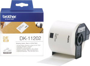Taśma etykietowa Brother DK-11202 62x100 mm 300 szt White/Black (DK11202). Materiały eksploatacyjne do drukarek etykiet