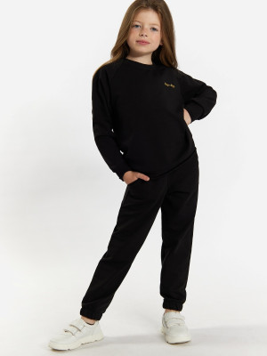 Dres młodzieżowy dziewczęcy (bluza bez kaptura + spodnie) Tup Tup 101407-1010 140 cm Czarny (5907744491291). Komplety sportowe dziewczęce