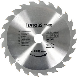 Tarcza widiowa do drewna YATO 250x30 mm 24 zęby do 6000 obr/min (YT-6070). Felgi