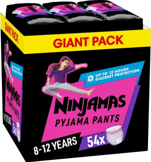 Pieluchomajtki Pampers Ninjamas Pyjama Girl 8-12 lat (27-43 kg) 54 szt (8006540630587). Pieluchy i pieluchomajtki dla dzieci