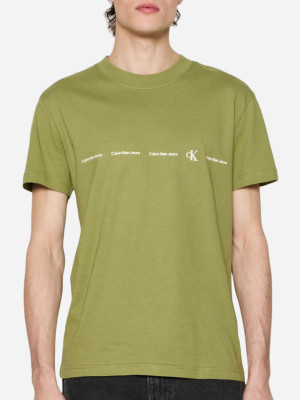 Koszulka męska bawełniana Calvin Klein Jeans J30J324668-L9N L Khaki (8720109375091). T-shirty męskie