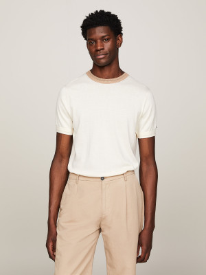 Koszulka męska bawełniana Tommy Hilfiger MW0MW34684-AEF XL Beżowa (8720646447961). T-shirty męskie