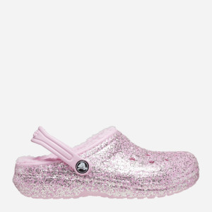 Chodaki dziecięce dla dziewczynki ocieplane Crocs Classic Lined Glitter CR207463 25-26 (C9) 16 cm Jasnoróżowe (196265425037). Chodaki dziewczęce