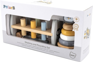 Zestaw edukacyjny Viga PolarB Montessori Wooden Pingwinek Piramida + Zabawka edukacyjna z młotkiem (6971608442094). Zabawki dla niemowląt