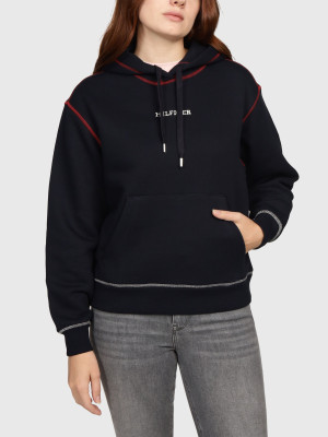 Bluza damska z kapturem kangurka Tommy Hilfiger WW0WW42424-DW5 S Granatowa (8720636763361). Bluzy z kapturem damskie