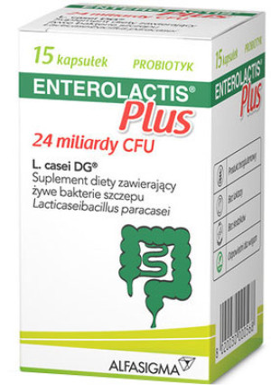 Suplement diety Alfasigma Enterolactis Plus 15 kapsułek (8020030000568). Probiotyki i prebiotyki