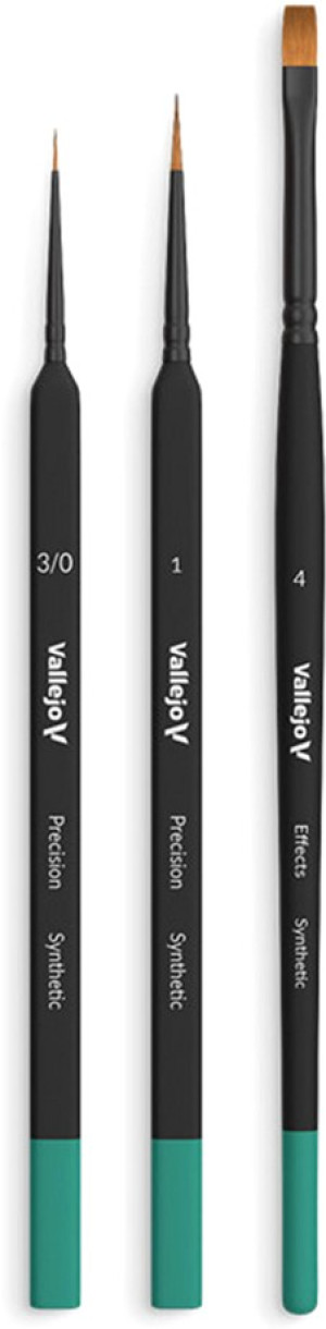 Zestaw pędzli syntetycznych Vallejo Brush Starter Kit B03990 3 szt (8429551002530). Akcesoria modelarskie