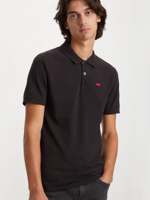 Koszulka polo męska elegancka Levi's Slim Housemark A4842-0015 M Czarna (5401105438272). Koszulki polo męskie