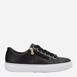 Sneakersy damskie skórzane RIEKER L59L1-01 36 (3.5UK) 23.3 cm Czarne (4060596720061). Tenisówki i trampki damskie