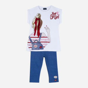 Komplet dziecięcy dla dziewczynki (koszulka + legginsy) Chicco 09073729000000-033 86 cm Biały (8059609303540). Komplety dziewczęce