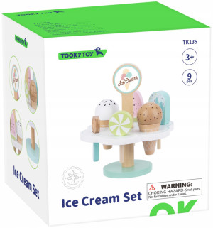 Zestaw drewniany Tooky Toy Lody agnetyczne na stojaku 9 elementów (6972633374824). Zestawy zabawek dla dzieci