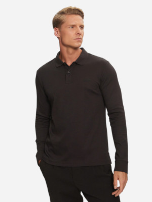Koszulka polo męska z długim rękawem Calvin Klein K10K112750-BEH 2XL Czarna (8720109014341). Koszulki polo męskie