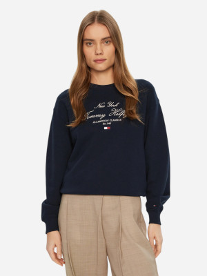 Bluza damska bez kaptura oversize Tommy Hilfiger WW0WW43844-C1G M Ciemnogranatowa (8720638380269). Bluzy bez kaptura damskie