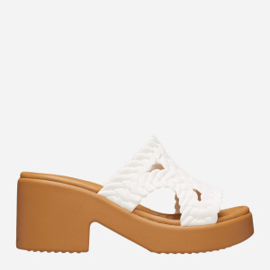 Klapki mule damskie na obcasie Crocs Brooklyn Woven Heel 209979-0WV 41-42 (M8/W10) 26 cm Mlecznie. Mule damskie