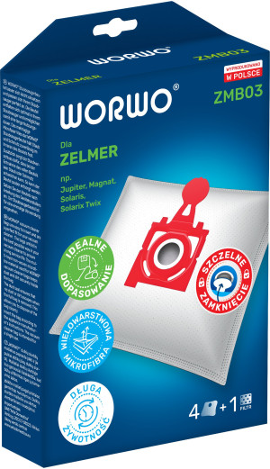 Zestaw worków Worwo do odkurzacza Zelmer ZMB03 / KPL4 (ZMB03). Części i akcesoria do odkurzaczy