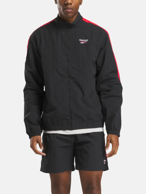 Kurtka wiatrówka męska sportowa Reebok Ri Cross Check Woven Top 100215495 M Czarna (1200161367847). Kurtki wiatrówki męskie