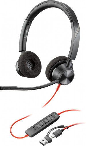 Słuchawki Poly Blackwire 3320 Stereo USB-C Headset + USB-C/A Adapter (8X219AA). Słuchawki