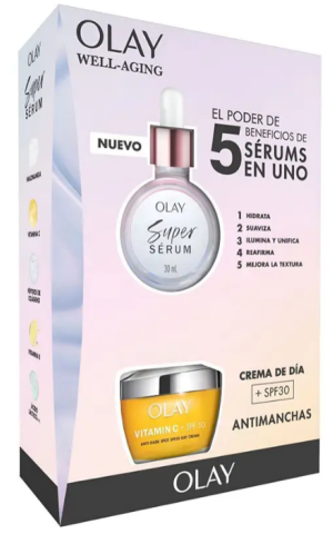 Zestaw do pielęgnacji twarzy Olay Well-Aging Krem na dzień Vitamin C SPF 30 50 ml + Serum 30 ml (8700216601986). Zestawy do pielęgnacji twarzy
