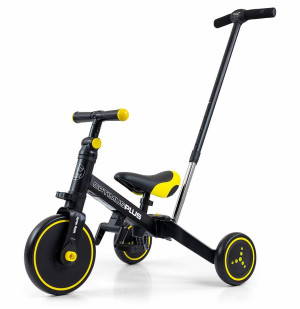 Rowerek trójkołowy Milly Mally Optimus Plus 4w1 czarny z żółtym 5308 (5901761128550). Rowery dla dzieci