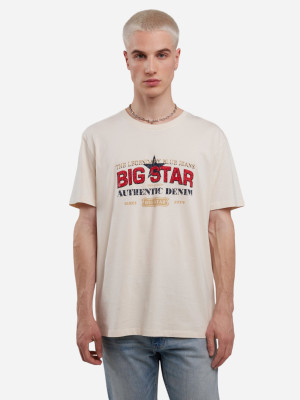 Koszulka męska bawełniana Big Star Enifer 103 2XL Beżowa. T-shirty męskie