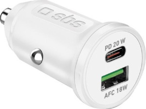 Ładowarka samochodowa SBS Car Charger 20W USB-C USB-A White (TECRPD20W). Ładowarki do telefonów