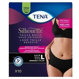 Pieluchomajtki Tena Silhouette Noir z niskim stanem L czarne 10 szt (7322542088258). Pieluchomajtki dla dorosłych