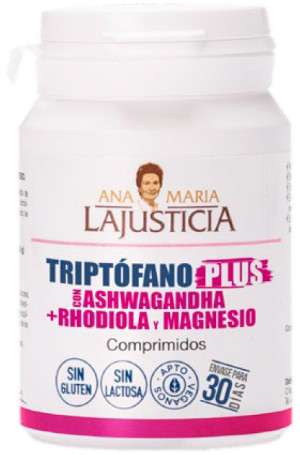 Suplement diety Ana Maria Lajusticia Tryptophan Plus z Ashwagandha + Rhodiola + Magnez 60 tabletek (8436000686074). Witaminy i minerały