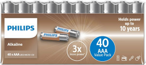 Baterie Philips Alkaline AAA 1.5V 40 szt. (LR03A40F-10). Baterie i akumulatorki