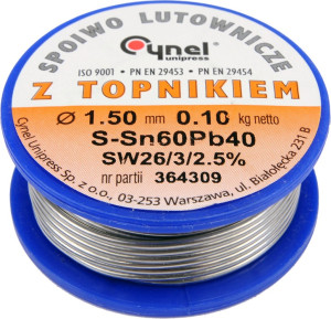 Spoiwo lutownicze Cynel Sn60Pb40 1.5 mm 100 g (5906083768149). Materiały pomocnicze