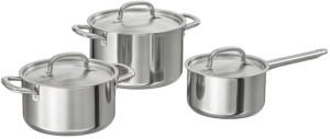 Zestaw garnków Ikea 365+ ze stali nierdzewnej 3 szt (804.843.29). Zestawy garnków