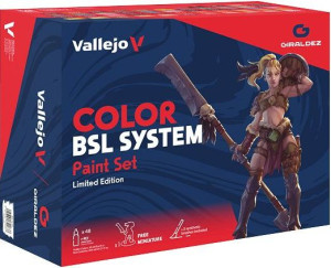 Zestaw farb Vallejo z 3 pędzelkami i figurką 72.183 - Color BSL System - Paint Set (48x18 ml) (8429551721837). Akcesoria modelarskie