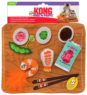Zabawka interaktywna dla kotów Kong Pull-A-Partz Sushi Play Mat 28 x 26 cm (35585459486). Zabawki dla zwierząt