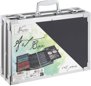 Zestaw artystyczny Nassau Fine Art farby kredki markery metalowa walizka 145 elementow (AR0945) (8720257118823). Zestawy artystyczne
