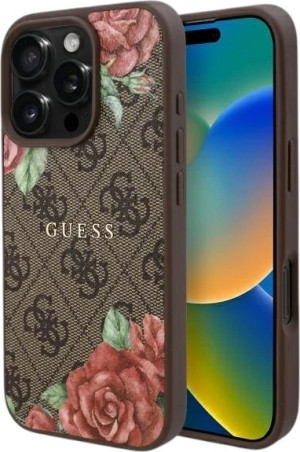 Etui Guess 4G Flowers Print MagSafe do Apple iPhone 16 Pro Max Brown (GUHMP16XP4ROPEMCW). Etui i pokrowce na telefony