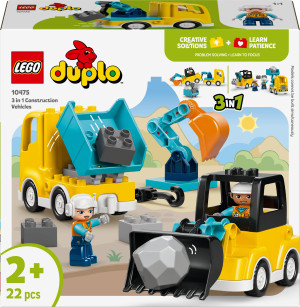 Zestaw klocków LEGO DUPLO Town Maszyny budowlane 3 w 1 22 elementy (10475). Klocki