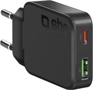 Ładowarka sieciowa SBS Ultra-Slim 45W PD USB-C USB-A Black (TETRGANUSBTC45SLIM). Ładowarki do telefonów