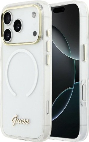 Etui Guess IML Gradient Script Metal MagSafe do Apple iPhone 17 Pro White (GUHMP17L5HTGMCSH). Etui i pokrowce na telefony
