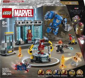 Zestaw klocków LEGO Super Heroes Marvel Iron Man's Laboratory: Hall of Armor 384 elementów (76315). Klocki