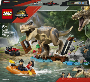 Zestaw klocków LEGO Jurassic World Ucieczka rzeką przed tyranozaurem 199 elementów (76975). Klocki