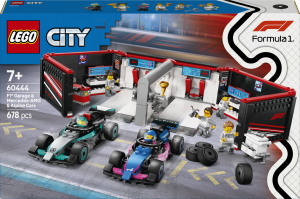 Zestaw klocków LEGO City F1 Garaż i bolidy Mercedes-AMG i Alpine 678 elementów (60444). Klocki