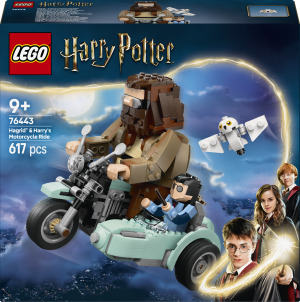 Zestaw klocków LEGO Harry Potter Przejażdżka motocyklowa Hagrida i Harry’ego 617 elementów (76443). Klocki