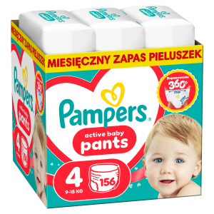 Pieluchomajtki Pampers Pants Active Baby Maxi Rozmiar 4 (9-15 kg) 156 szt (8006530305662). Pieluchy i pieluchomajtki dla dzieci