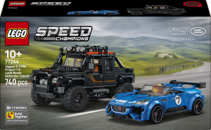 Zestaw klocków LEGO Speed Champions Jaguar Project 7 i Land Rover Defender 740 elementów (77264). Klocki