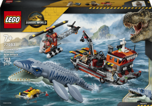 Zestaw klocków LEGO Jurassic World Atak mozazaura na łódź 703 elementy (77983). Klocki