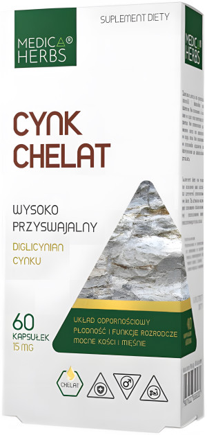 Suplement diety Medica Herbs Cynk Chelat 60 kapsułek (5903968202200). Naturalne suplementy diety i ekstrakty