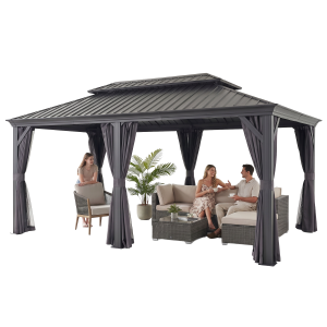 Pawilon Ogrodowy Margarita II 3.65 x 5.95m Wiata ogrodowa Corciano Stalowy dach