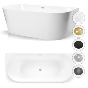 Wanna Wolnostojąca przyścienna 170 x 80 cm biała system przelewowy Pari