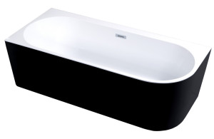 Wanna wolnostojąca przyścienna NAROŻNA PULA Czarna LEWA 170 x 75 cm biała system przelewowy